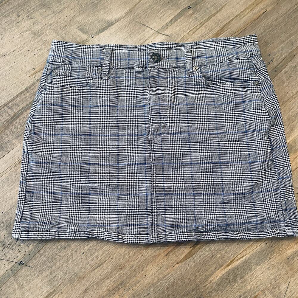 American Eagle Plaid Mini Skirt Size 10 Super Stretch Houndstooth Academia Y2k